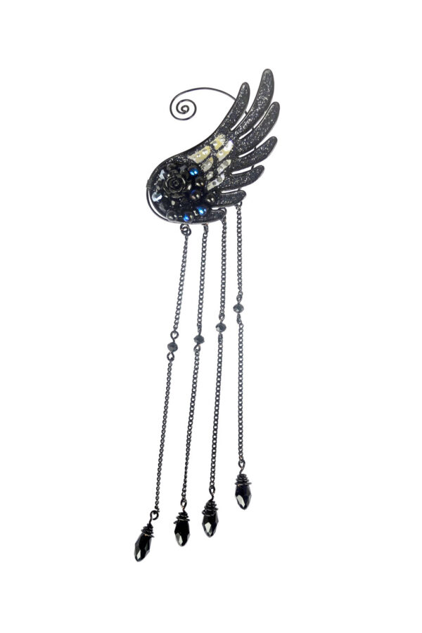 Angel wing ear cuff black