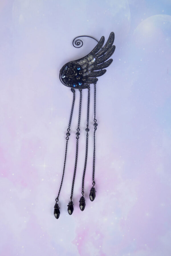 Angel wing ear cuff black