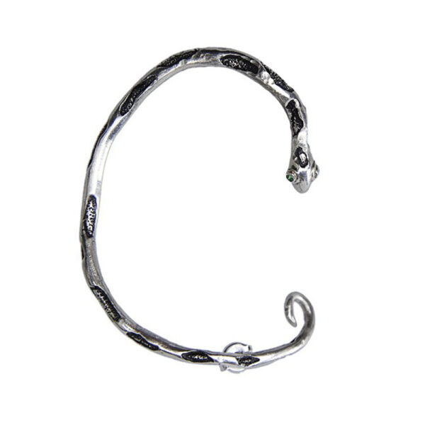Silver snake ear cuff with piercing, Snake ear wrap for pierced ears, Silver snake jewelry
